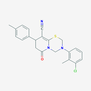 3-(3-chloro-2-methylphenyl)-8-(4-methylphenyl)-6-oxo-3,4,7,8-tetrahydro-2H,6H-pyrido[2,1-b][1,3,5]thiadiazine-9-carbonitrile