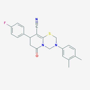 3-(3,4-dimethylphenyl)-8-(4-fluorophenyl)-6-oxo-3,4,7,8-tetrahydro-2H,6H-pyrido[2,1-b][1,3,5]thiadiazine-9-carbonitrile