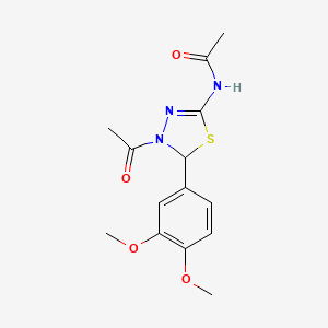 N-[4-acetyl-5-(3,4-dimethoxyphenyl)-4,5-dihydro-1,3,4-thiadiazol-2-yl]acetamide