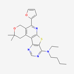 N-butyl-N-ethyl-8-(furan-2-yl)-4,4-dimethyl-5-oxa-11-thia-9,14,16-triazatetracyclo[8.7.0.02,7.012,17]heptadeca-1(10),2(7),8,12(17),13,15-hexaen-13-amine