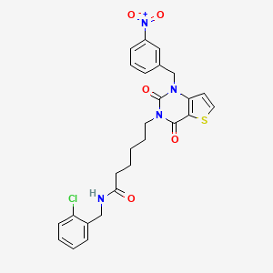 molecular formula C26H25ClN4O5S B11445799 N-(2-chlorobenzyl)-6-[1-(3-nitrobenzyl)-2,4-dioxo-1,4-dihydrothieno[3,2-d]pyrimidin-3(2H)-yl]hexanamide 