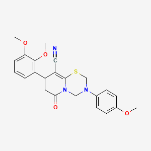 8-(2,3-Dimethoxyphenyl)-3-(4-methoxyphenyl)-6-oxo-2,4,7,8-tetrahydropyrido[2,1-b][1,3,5]thiadiazine-9-carbonitrile