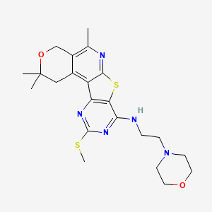 4,4,8-trimethyl-15-methylsulfanyl-N-(2-morpholin-4-ylethyl)-5-oxa-11-thia-9,14,16-triazatetracyclo[8.7.0.02,7.012,17]heptadeca-1,7,9,12(17),13,15-hexaen-13-amine