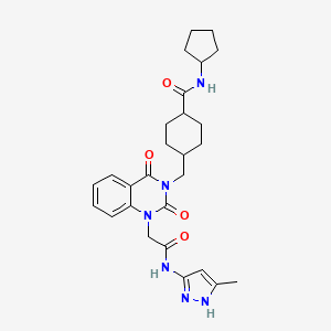 N-Cyclopentyl-4-[(1-{[(5-methyl-1H-pyrazol-3-YL)carbamoyl]methyl}-2,4-dioxo-1,2,3,4-tetrahydroquinazolin-3-YL)methyl]cyclohexane-1-carboxamide