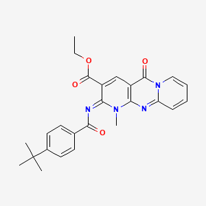 ethyl 6-(4-tert-butylbenzoyl)imino-7-methyl-2-oxo-1,7,9-triazatricyclo[8.4.0.03,8]tetradeca-3(8),4,9,11,13-pentaene-5-carboxylate