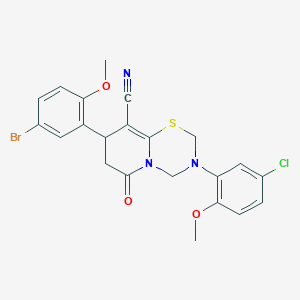 8-(5-bromo-2-methoxyphenyl)-3-(5-chloro-2-methoxyphenyl)-6-oxo-3,4,7,8-tetrahydro-2H,6H-pyrido[2,1-b][1,3,5]thiadiazine-9-carbonitrile