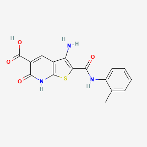 molecular formula C16H13N3O4S B11445888 3-Amino-2-[(2-methylphenyl)carbamoyl]-6-oxo-6,7-dihydrothieno[2,3-b]pyridine-5-carboxylic acid 