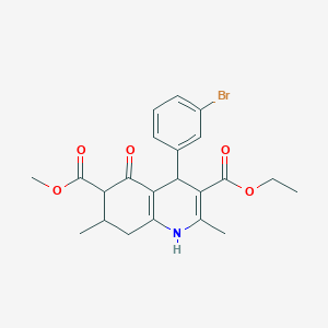 molecular formula C22H24BrNO5 B11445906 3-Ethyl 6-methyl 4-(3-bromophenyl)-2,7-dimethyl-5-oxo-1,4,5,6,7,8-hexahydroquinoline-3,6-dicarboxylate 