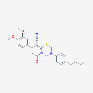 3-(4-butylphenyl)-8-(3,4-dimethoxyphenyl)-6-oxo-3,4,7,8-tetrahydro-2H,6H-pyrido[2,1-b][1,3,5]thiadiazine-9-carbonitrile