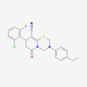 8-(2-chloro-6-fluorophenyl)-3-(4-ethylphenyl)-6-oxo-3,4,7,8-tetrahydro-2H,6H-pyrido[2,1-b][1,3,5]thiadiazine-9-carbonitrile