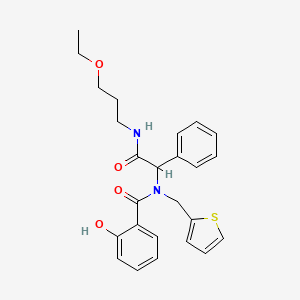 molecular formula C25H28N2O4S B11445977 N-{2-[(3-ethoxypropyl)amino]-2-oxo-1-phenylethyl}-2-hydroxy-N-(thiophen-2-ylmethyl)benzamide 