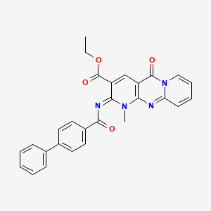 ethyl 7-methyl-2-oxo-6-(4-phenylbenzoyl)imino-1,7,9-triazatricyclo[8.4.0.03,8]tetradeca-3(8),4,9,11,13-pentaene-5-carboxylate