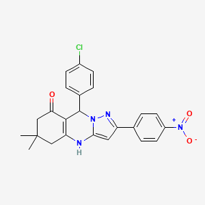 9-(4-chlorophenyl)-6,6-dimethyl-2-(4-nitrophenyl)-5,6,7,9-tetrahydropyrazolo[5,1-b]quinazolin-8(4H)-one