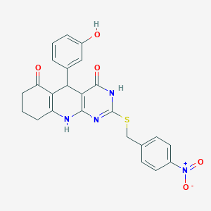 molecular formula C24H20N4O5S B11446044 5-(3-hydroxyphenyl)-2-[(4-nitrobenzyl)sulfanyl]-5,8,9,10-tetrahydropyrimido[4,5-b]quinoline-4,6(3H,7H)-dione 