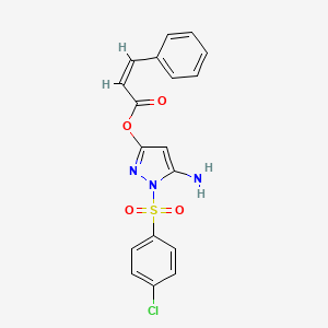 (Z)-5-amino-1-((4-chlorophenyl)sulfonyl)-1H-pyrazol-3-yl 3-phenylacrylate