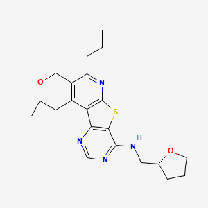 4,4-dimethyl-N-(oxolan-2-ylmethyl)-8-propyl-5-oxa-11-thia-9,14,16-triazatetracyclo[8.7.0.02,7.012,17]heptadeca-1(10),2(7),8,12(17),13,15-hexaen-13-amine