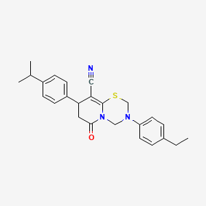 3-(4-ethylphenyl)-6-oxo-8-[4-(propan-2-yl)phenyl]-3,4,7,8-tetrahydro-2H,6H-pyrido[2,1-b][1,3,5]thiadiazine-9-carbonitrile