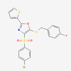 4-[(4-Bromophenyl)sulfonyl]-5-[(4-fluorobenzyl)sulfanyl]-2-(thiophen-2-yl)-1,3-oxazole