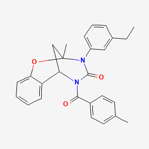 molecular formula C27H26N2O3 B11446096 3-(3-ethylphenyl)-2-methyl-5-(4-methylbenzoyl)-2,3,5,6-tetrahydro-4H-2,6-methano-1,3,5-benzoxadiazocin-4-one 