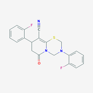 3,8-bis(2-fluorophenyl)-6-oxo-3,4,7,8-tetrahydro-2H,6H-pyrido[2,1-b][1,3,5]thiadiazine-9-carbonitrile