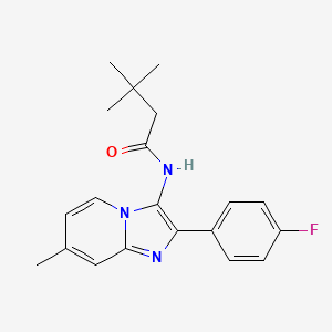 molecular formula C20H22FN3O B11446106 N-[2-(4-fluorophenyl)-7-methylimidazo[1,2-a]pyridin-3-yl]-3,3-dimethylbutanamide 