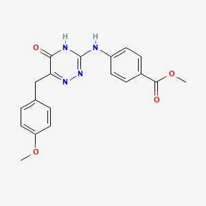 molecular formula C19H18N4O4 B11446108 Methyl 4-{[6-(4-methoxybenzyl)-5-oxo-4,5-dihydro-1,2,4-triazin-3-yl]amino}benzoate 