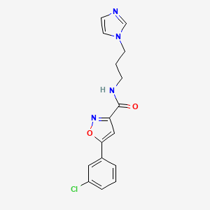 molecular formula C16H15ClN4O2 B11446137 N-(3-(1H-Imidazol-1-yl)propyl)-5-(3-chlorophenyl)isoxazole-3-carboxamide 