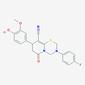 3-(4-fluorophenyl)-8-(4-hydroxy-3-methoxyphenyl)-6-oxo-3,4,7,8-tetrahydro-2H,6H-pyrido[2,1-b][1,3,5]thiadiazine-9-carbonitrile