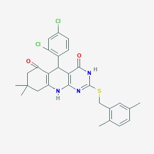 5-(2,4-dichlorophenyl)-2-[(2,5-dimethylbenzyl)sulfanyl]-8,8-dimethyl-5,8,9,10-tetrahydropyrimido[4,5-b]quinoline-4,6(3H,7H)-dione