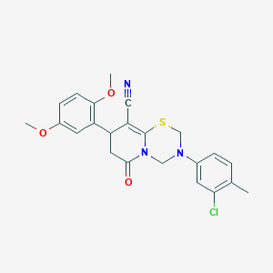 3-(3-chloro-4-methylphenyl)-8-(2,5-dimethoxyphenyl)-6-oxo-3,4,7,8-tetrahydro-2H,6H-pyrido[2,1-b][1,3,5]thiadiazine-9-carbonitrile