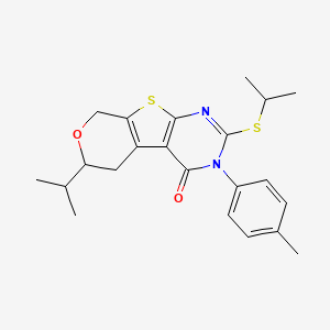 4-(4-methylphenyl)-12-propan-2-yl-5-propan-2-ylsulfanyl-11-oxa-8-thia-4,6-diazatricyclo[7.4.0.02,7]trideca-1(9),2(7),5-trien-3-one