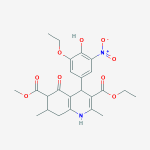 3-Ethyl 6-methyl 4-(3-ethoxy-4-hydroxy-5-nitrophenyl)-2,7-dimethyl-5-oxo-1,4,5,6,7,8-hexahydroquinoline-3,6-dicarboxylate