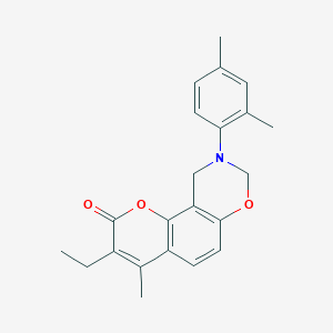 9-(2,4-dimethylphenyl)-3-ethyl-4-methyl-9,10-dihydro-2H,8H-chromeno[8,7-e][1,3]oxazin-2-one