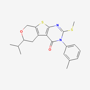 molecular formula C20H22N2O2S2 B11446315 4-(3-methylphenyl)-5-methylsulfanyl-12-propan-2-yl-11-oxa-8-thia-4,6-diazatricyclo[7.4.0.02,7]trideca-1(9),2(7),5-trien-3-one 