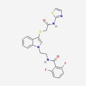 2,6-Difluoro-N-{2-[3-({[(1,3-thiazol-2-YL)carbamoyl]methyl}sulfanyl)-1H-indol-1-YL]ethyl}benzamide