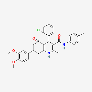 4-(2-chlorophenyl)-7-(3,4-dimethoxyphenyl)-2-methyl-N-(4-methylphenyl)-5-oxo-1,4,5,6,7,8-hexahydroquinoline-3-carboxamide