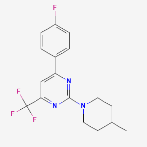 molecular formula C17H17F4N3 B11446321 4-(4-Fluorophenyl)-2-(4-methylpiperidin-1-yl)-6-(trifluoromethyl)pyrimidine 