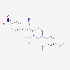 3-(2,4-dimethoxyphenyl)-8-(4-nitrophenyl)-6-oxo-3,4,7,8-tetrahydro-2H,6H-pyrido[2,1-b][1,3,5]thiadiazine-9-carbonitrile