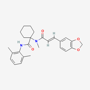 molecular formula C26H30N2O4 B11446348 1-{[(2E)-3-(1,3-benzodioxol-5-yl)prop-2-enoyl](methyl)amino}-N-(2,6-dimethylphenyl)cyclohexanecarboxamide 