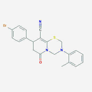 8-(4-bromophenyl)-3-(2-methylphenyl)-6-oxo-3,4,7,8-tetrahydro-2H,6H-pyrido[2,1-b][1,3,5]thiadiazine-9-carbonitrile