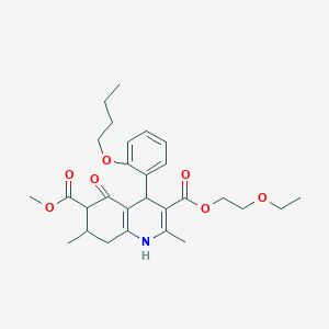 3-(2-Ethoxyethyl) 6-methyl 4-(2-butoxyphenyl)-2,7-dimethyl-5-oxo-1,4,5,6,7,8-hexahydroquinoline-3,6-dicarboxylate