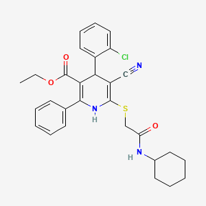 Ethyl 4-(2-chlorophenyl)-5-cyano-6-{[2-(cyclohexylamino)-2-oxoethyl]sulfanyl}-2-phenyl-1,4-dihydropyridine-3-carboxylate