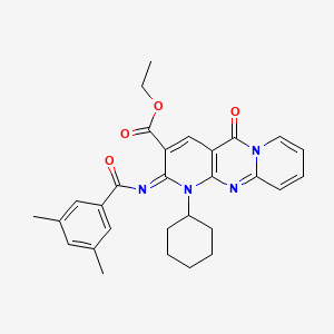 ethyl 7-cyclohexyl-6-(3,5-dimethylbenzoyl)imino-2-oxo-1,7,9-triazatricyclo[8.4.0.03,8]tetradeca-3(8),4,9,11,13-pentaene-5-carboxylate