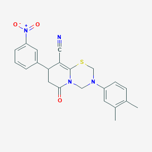 3-(3,4-dimethylphenyl)-8-(3-nitrophenyl)-6-oxo-3,4,7,8-tetrahydro-2H,6H-pyrido[2,1-b][1,3,5]thiadiazine-9-carbonitrile