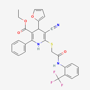 Ethyl 5-cyano-4-(furan-2-yl)-6-[(2-oxo-2-{[2-(trifluoromethyl)phenyl]amino}ethyl)sulfanyl]-2-phenyl-1,4-dihydropyridine-3-carboxylate