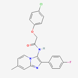 molecular formula C22H17ClFN3O2 B11446449 2-(4-chlorophenoxy)-N-[2-(4-fluorophenyl)-7-methylimidazo[1,2-a]pyridin-3-yl]acetamide 