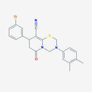 8-(3-bromophenyl)-3-(3,4-dimethylphenyl)-6-oxo-3,4,7,8-tetrahydro-2H,6H-pyrido[2,1-b][1,3,5]thiadiazine-9-carbonitrile