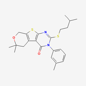 12,12-dimethyl-5-(3-methylbutylsulfanyl)-4-(3-methylphenyl)-11-oxa-8-thia-4,6-diazatricyclo[7.4.0.02,7]trideca-1(9),2(7),5-trien-3-one