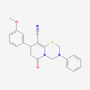 8-(3-methoxyphenyl)-6-oxo-3-phenyl-3,4,7,8-tetrahydro-2H,6H-pyrido[2,1-b][1,3,5]thiadiazine-9-carbonitrile