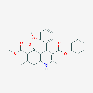 3-Cyclohexyl 6-methyl 4-(2-methoxyphenyl)-2,7-dimethyl-5-oxo-1,4,5,6,7,8-hexahydroquinoline-3,6-dicarboxylate